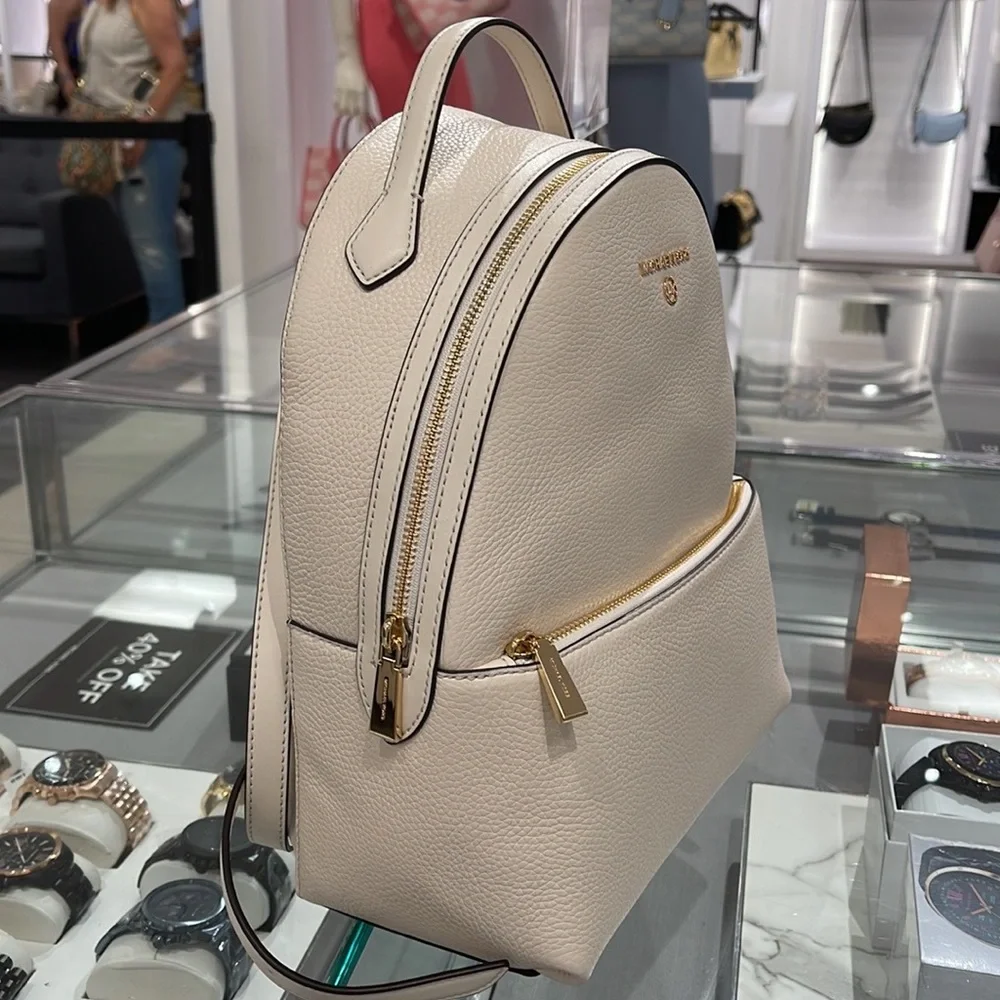 Michael Kors Women's Valerie Medium Pebbled Leather Backpack Light Cream 
NWT - Picture 4 of 16